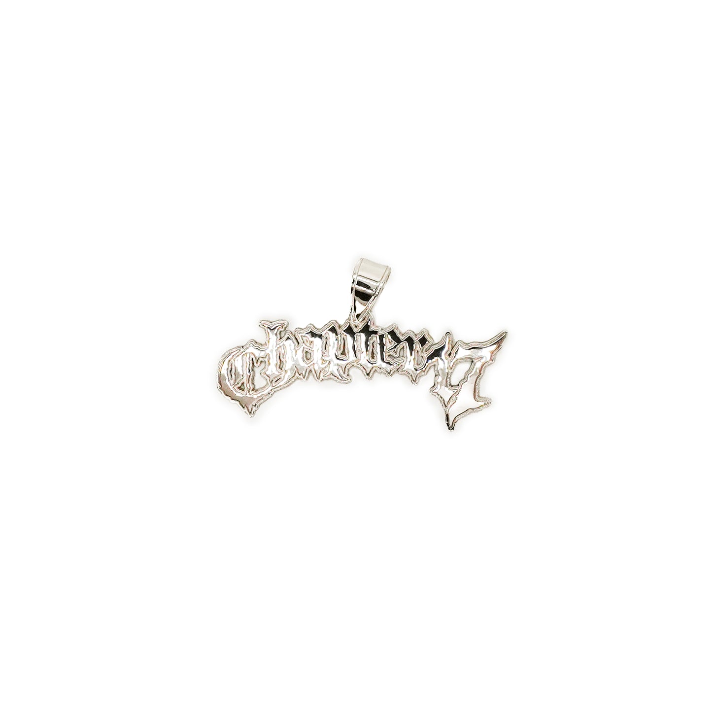 2.5" Chapter 17 text logo Pendant .925 Silver with Display and stand