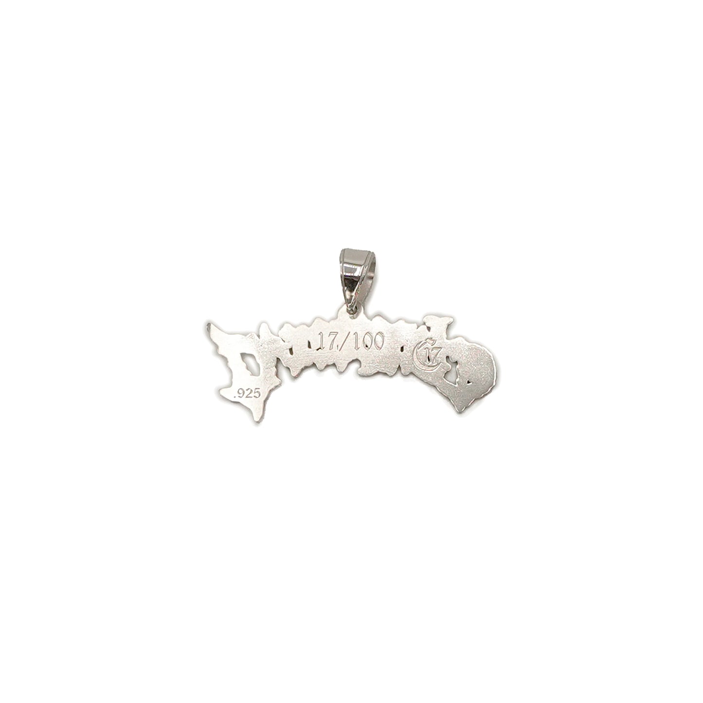 2.5" Chapter 17 text logo Pendant .925 Silver with Display and stand