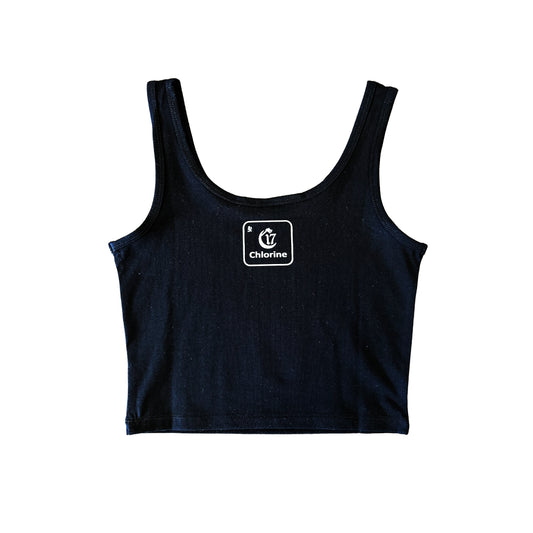 Chlorine Circle design - Women's tank - Crop Top - Black