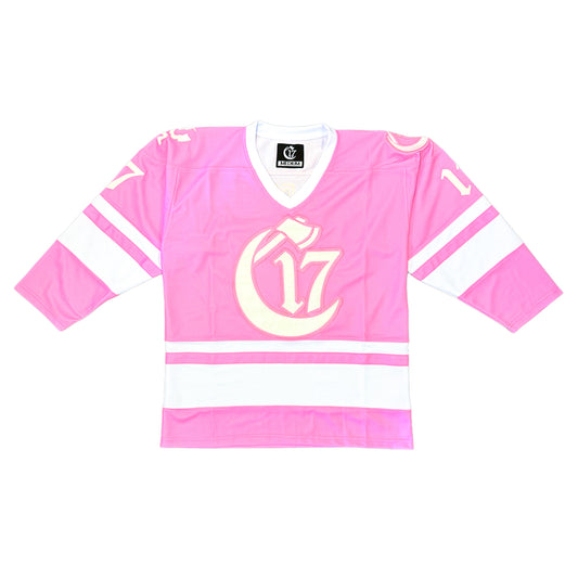 C17 Hockey Jersey - Pink & White