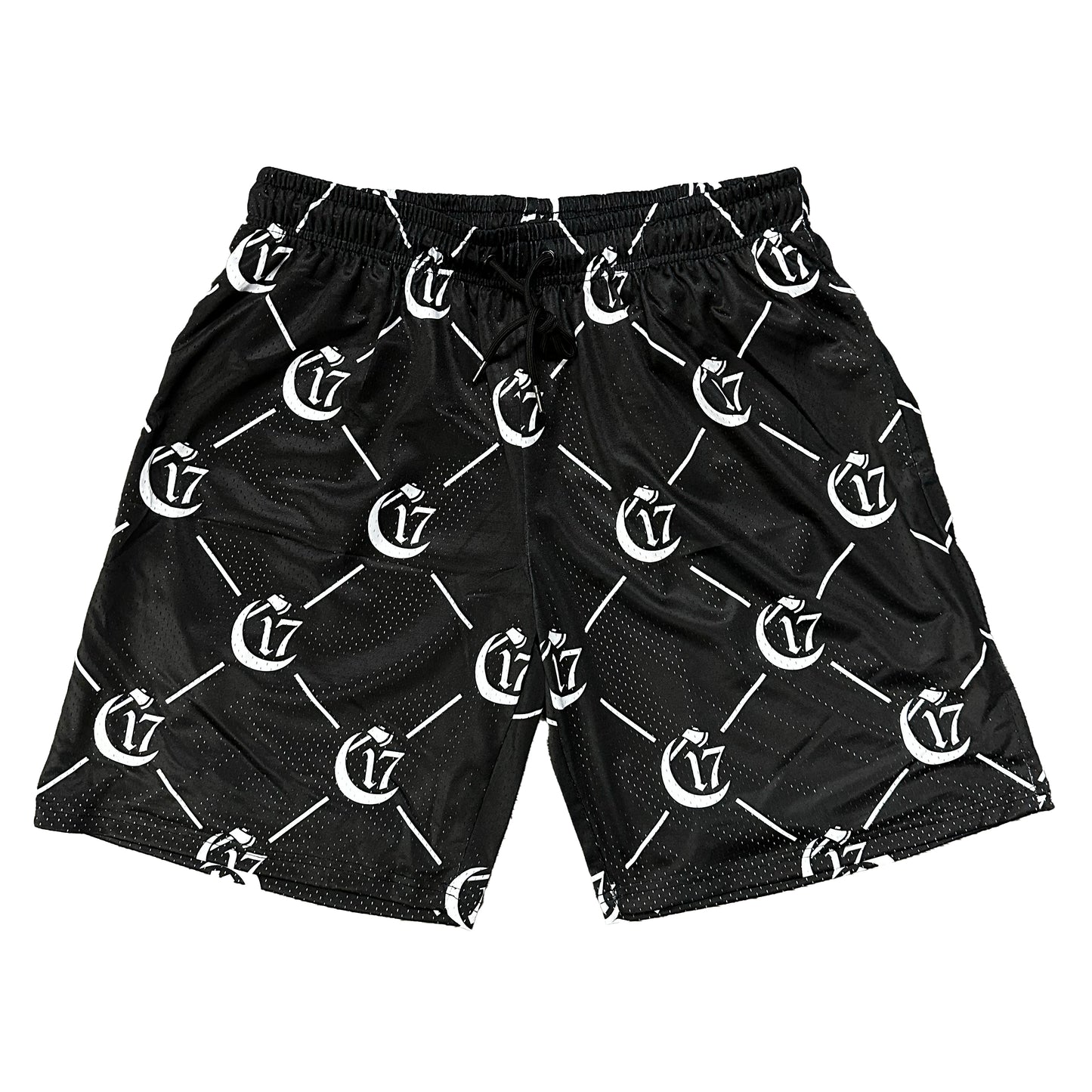 C17 - Monogram - 9 inch inseam Long Shorts - Black