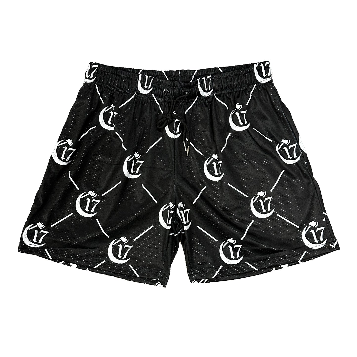 C17 - Monogram - 6 inch inseam Shorts - Black