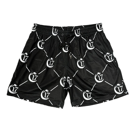 C17 - Monogram - 6 inch inseam Shorts - Black