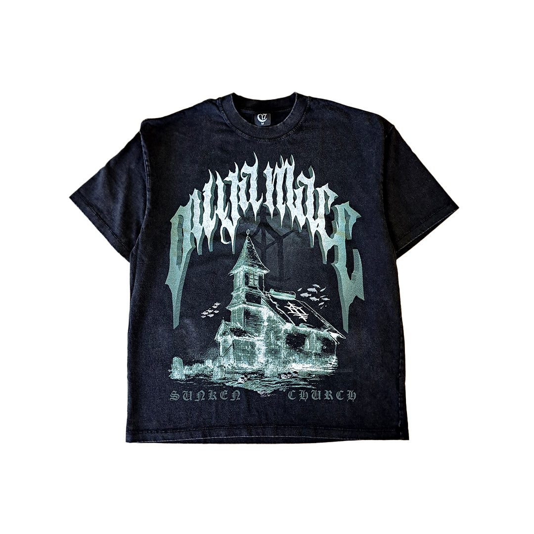 Sacred Select Sunken Church Distressed Box Tee - Vintage Black