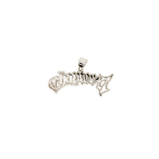 2.5" Chapter 17 text logo Pendant .925 Silver with Display and stand