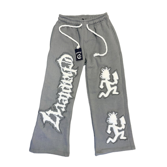 Luxury Worn & Torn Patchwork Sweatpants - Grey